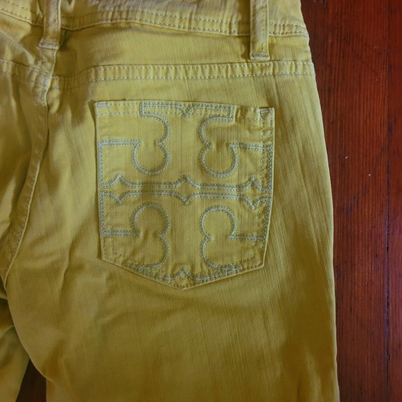Tory Burch Cropped Jean Neon Yellow - sz 25 - Picture 6 of 8
